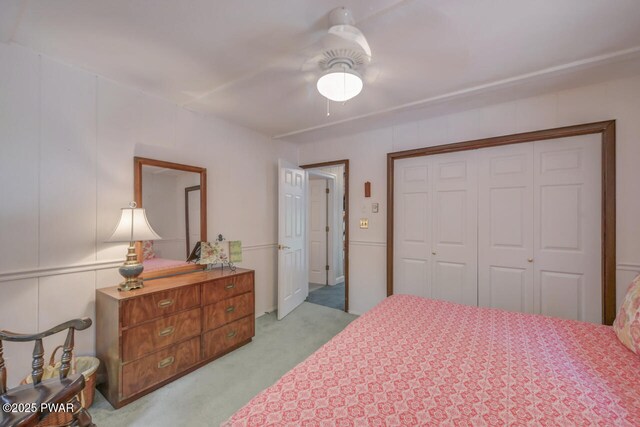 37 Rockpoint Ct, Lake Ariel, PA 18436 - carpeted bedroom featuring a closet and a ceiling fan