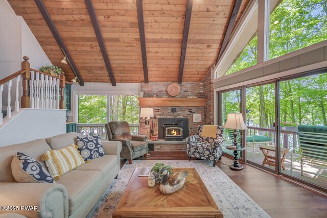 37 Rockpoint Ct, Lake Ariel, PA 18436 - living room with wood ceiling, plenty of natural light, and wood finished floors