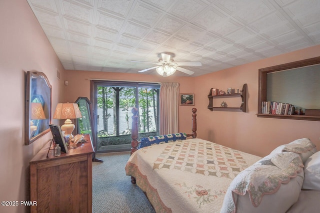 37 Rockpoint Ct, Lake Ariel, PA 18436 - bedroom featuring carpet, access to outside, a ceiling fan, and an ornate ceiling