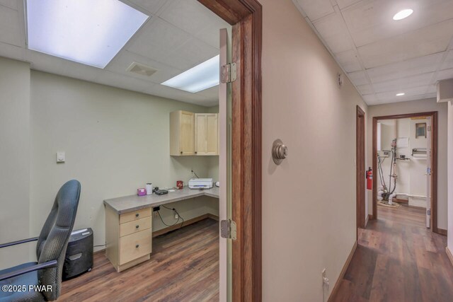 37 Rockpoint Ct, Lake Ariel, PA 18436 - hallway featuring an office area, dark wood finished floors, a drop ceiling, and recessed lighting