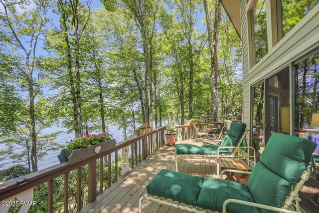 37 Rockpoint Ct, Lake Ariel, PA 18436 - wooden deck with a water view