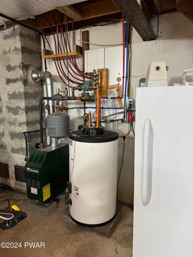 utility room with water heater