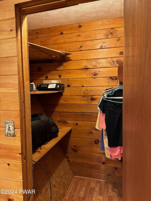 walk in closet featuring hardwood / wood-style flooring