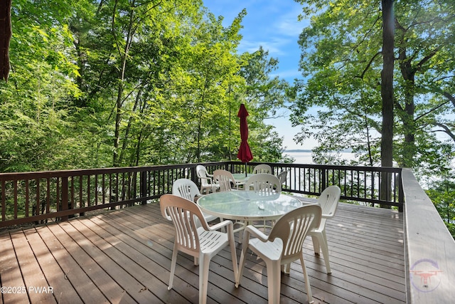 71 Boulder Point Rd, Lakeville, PA 18438 - wooden deck featuring outdoor dining area
