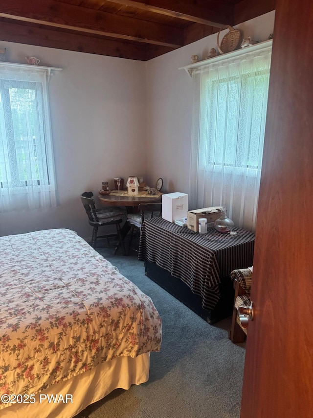 112 Ewe Ln, Tobyhanna, PA 18466 - carpeted bedroom featuring beam ceiling