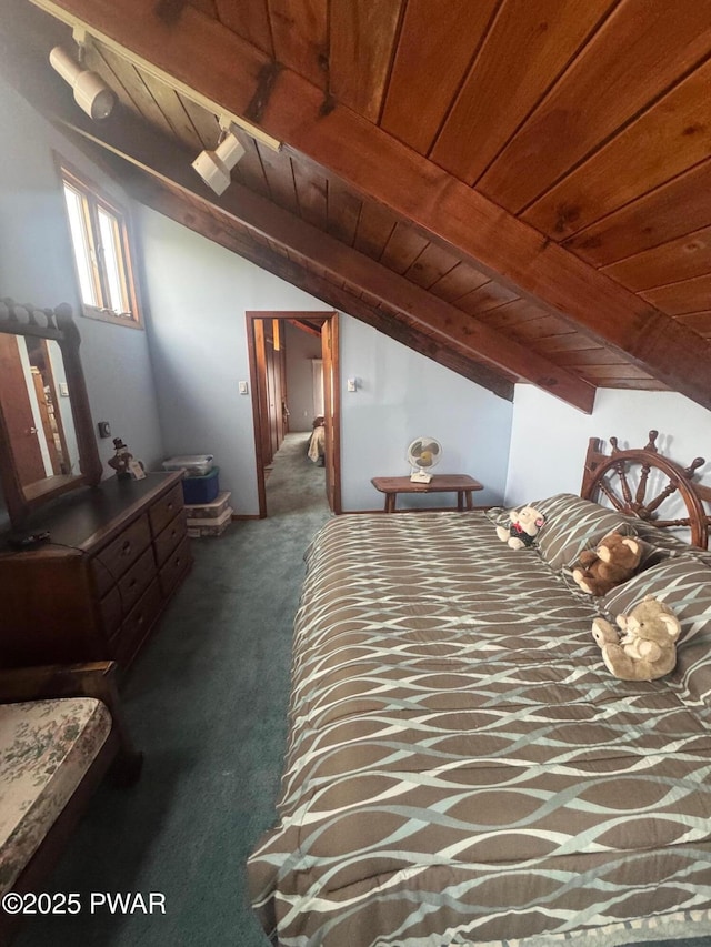 112 Ewe Ln, Tobyhanna, PA 18466 - carpeted bedroom with wood ceiling and vaulted ceiling