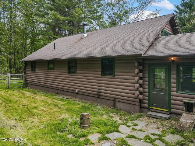 349 Starlight Lake Rd, Starlight, PA 18461 - rear view of house with log siding and roof with shingles