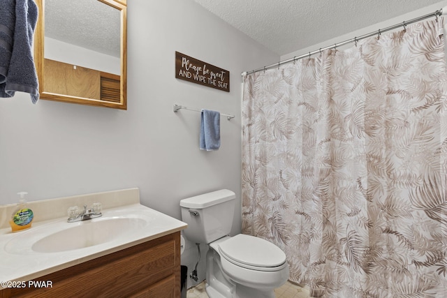 104 Rockway Rd, Lake Ariel, PA 18436 - full bathroom with vanity, toilet, a textured ceiling, and a shower with shower curtain