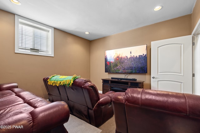 home theater featuring recessed lighting