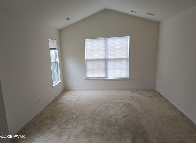1712 Big Ridge Dr, East Stroudsburg, PA 18302 - carpeted empty room featuring baseboards, vaulted ceiling, and visible vents