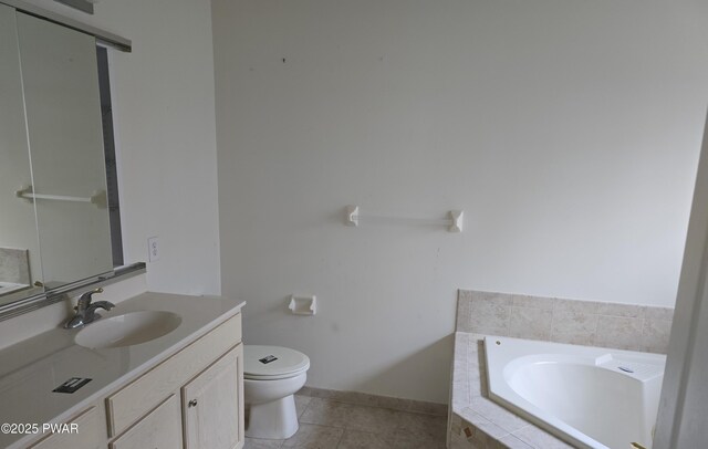 1712 Big Ridge Dr, East Stroudsburg, PA 18302 - bathroom with vanity, tile patterned flooring, toilet, baseboards, and a bath