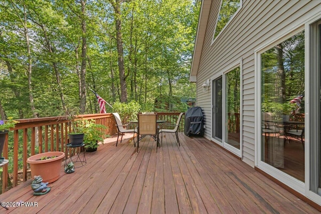 111 Sun Valley Dr, Tafton, PA 18464 - wooden deck featuring outdoor dining area and area for grilling