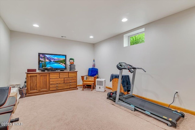 111 Sun Valley Dr, Tafton, PA 18464 - workout area with light carpet and recessed lighting