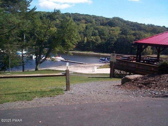 111 Sun Valley Dr, Tafton, PA 18464 - water view featuring a forest and a gazebo
