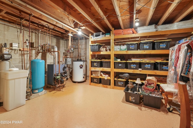 basement with gas water heater