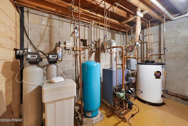 utility room with water heater