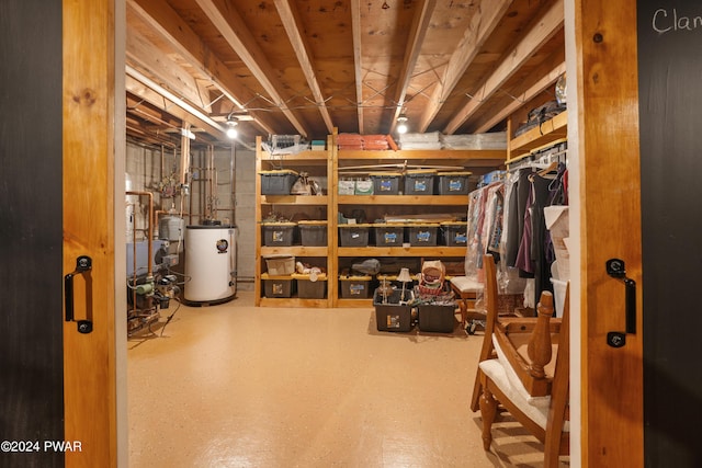 basement with water heater