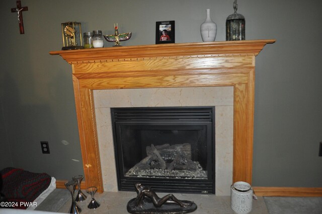 details featuring a high end fireplace