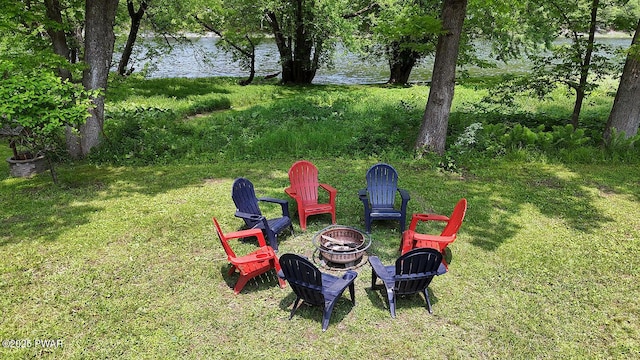 33 Syloro Ln, Damascus, PA 18415 - view of grassy yard with a fire pit and a water view