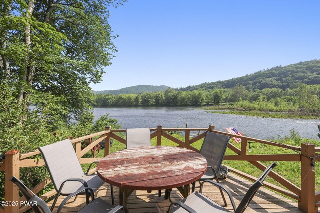 18 Tammany Flts, Damascus, PA 18415 - wooden deck with a water and mountain view, a view of trees, and outdoor dining area