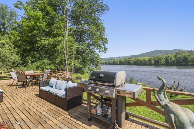 18 Tammany Flts, Damascus, PA 18415 - deck featuring a water view, grilling area, outdoor dining space, and a forest view