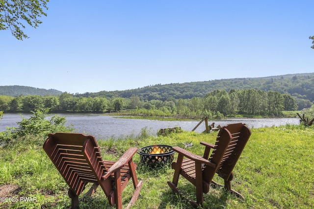 18 Tammany Flts, Damascus, PA 18415 - view of yard with a forest view, an outdoor fire pit, and a water view
