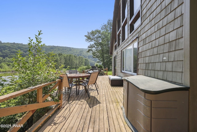 18 Tammany Flts, Damascus, PA 18415 - wooden terrace featuring outdoor dining area and a wooded view