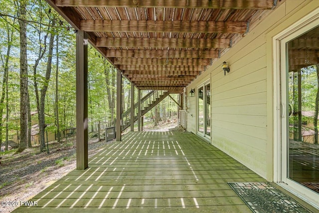 146 Cove Point Cir, Lakeville, PA 18438 - wooden terrace with stairs