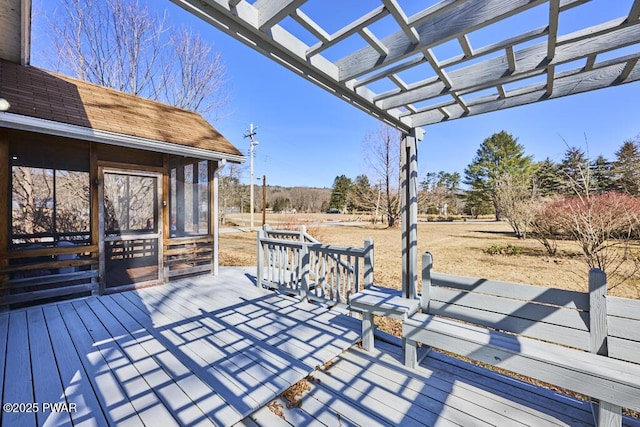 deck featuring a pergola