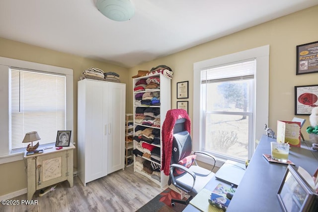 home office featuring wood finished floors