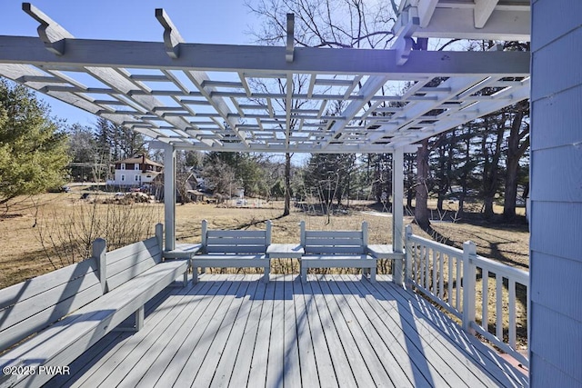 wooden terrace featuring a pergola