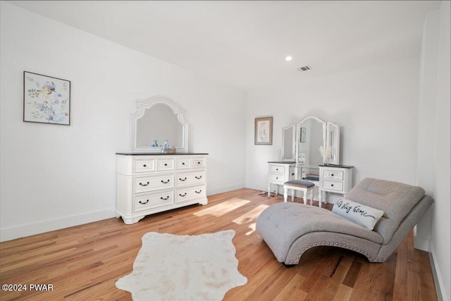 living area featuring light hardwood / wood-style flooring