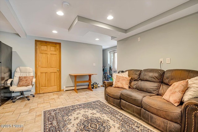 living room featuring a baseboard radiator