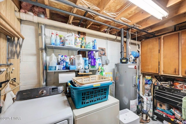 29 Tanglewood Ln, Lake Ariel, PA 18436 - unfinished basement with water heater, washer and clothes dryer, and concrete block wall