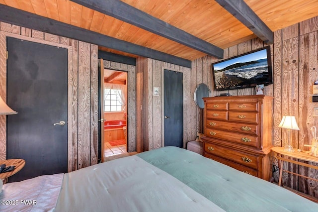 29 Tanglewood Ln, Lake Ariel, PA 18436 - bedroom with a wood ceiling with exposed beams