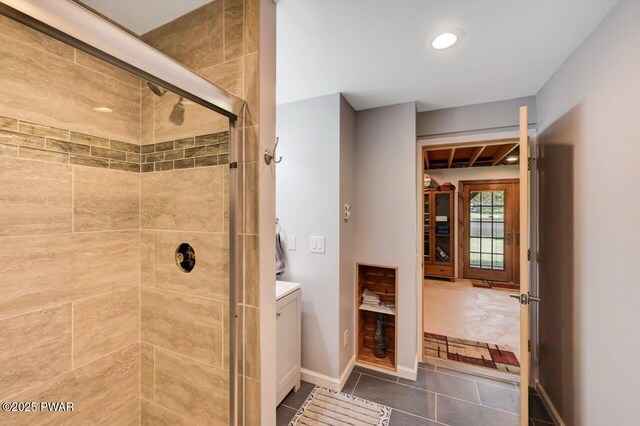 29 Tanglewood Ln, Lake Ariel, PA 18436 - full bath with a stall shower, tile patterned flooring, and vanity