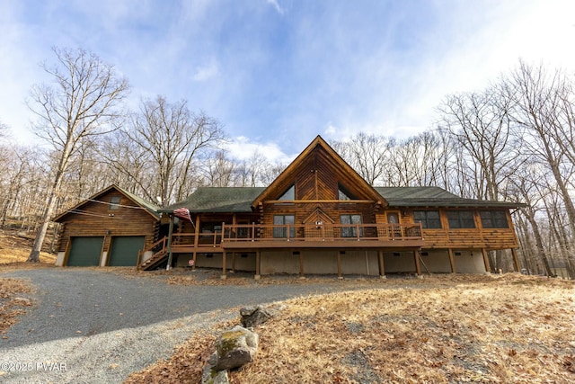 cabin featuring a garage