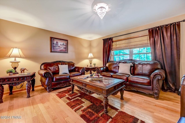 living room with light wood-type flooring