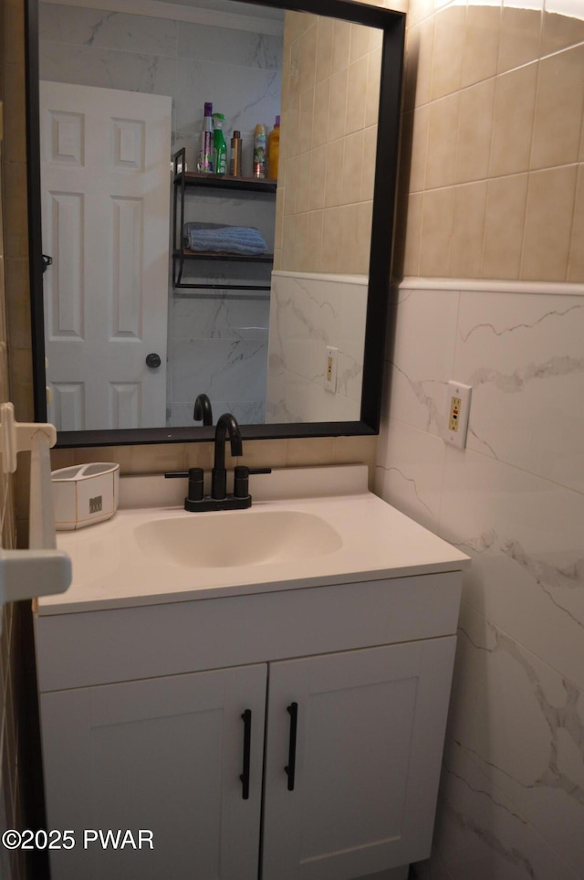 6372 Baltic Ave, Tobyhanna, PA 18466 - bathroom featuring tile walls and vanity