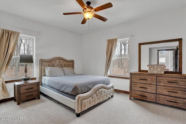 101 Maple Leaf Rd, Lackawaxen, PA 18435 - bedroom with ceiling fan, light colored carpet, and baseboards