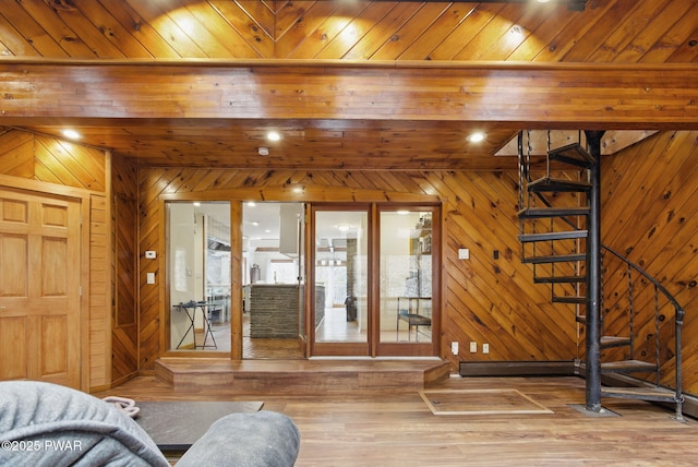 20 Chuck Foster Dr, Hawley, PA 18428 - living room with wood walls and wood finished floors