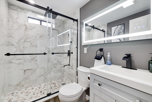 2894 S Fairway Dr, Lake Ariel, PA 18436 - full bathroom featuring toilet, vanity, and a marble finish shower