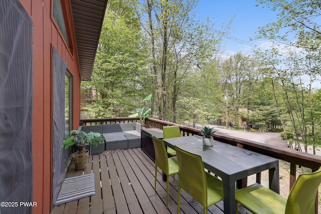 2894 S Fairway Dr, Lake Ariel, PA 18436 - wooden terrace featuring outdoor dining area