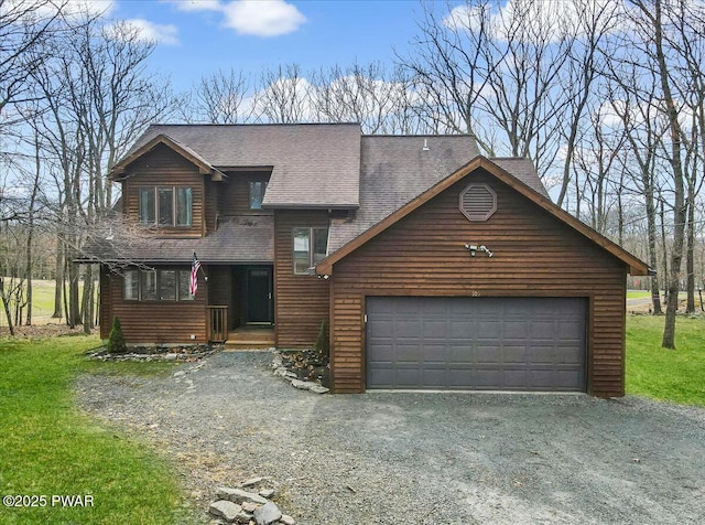 105 Beechwood Ln, Greentown, PA 18426 - rustic home with roof with shingles, driveway, and a front yard