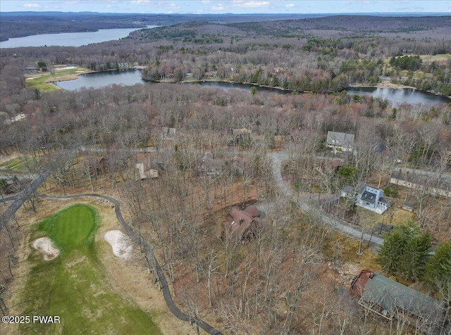 105 Beechwood Ln, Greentown, PA 18426 - bird's eye view featuring a water view and a view of trees