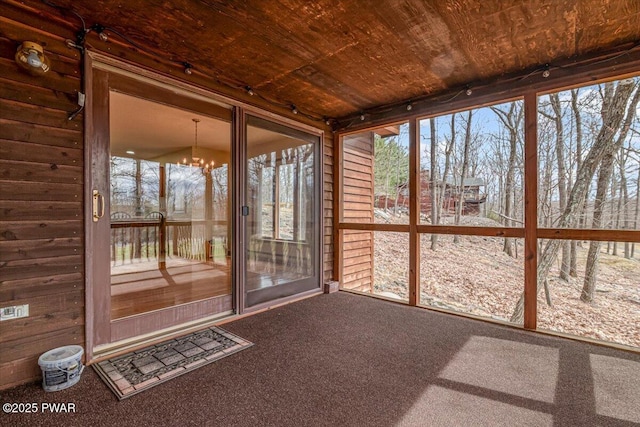 105 Beechwood Ln, Greentown, PA 18426 - unfurnished sunroom with an inviting chandelier