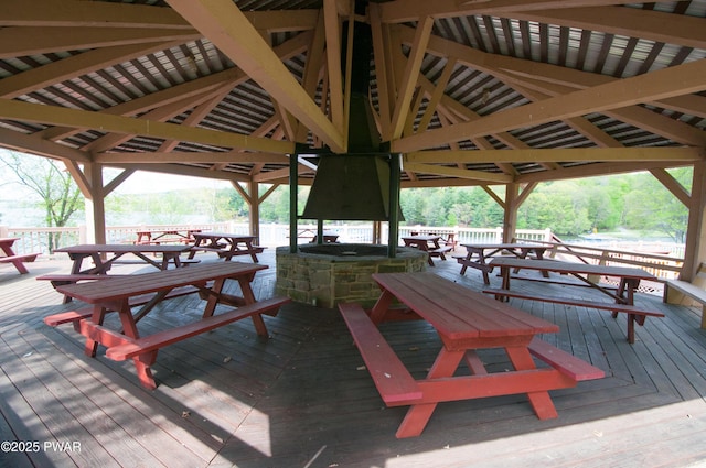 105 Beechwood Ln, Greentown, PA 18426 - surrounding community with a deck, a gazebo, outdoor dry bar, and outdoor dining area