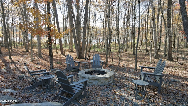 view of yard featuring a fire pit