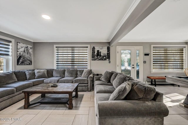 2557 Long Pond Rd, Long Pond, PA 18334 - living area featuring crown molding, french doors, and recessed lighting