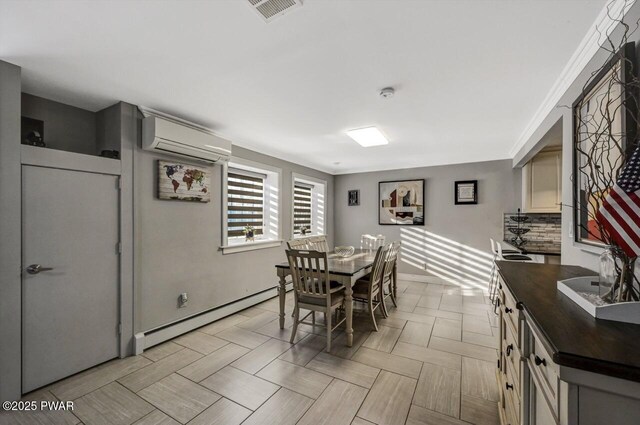 2557 Long Pond Rd, Long Pond, PA 18334 - dining room featuring a baseboard heating unit, an AC wall unit, and baseboards